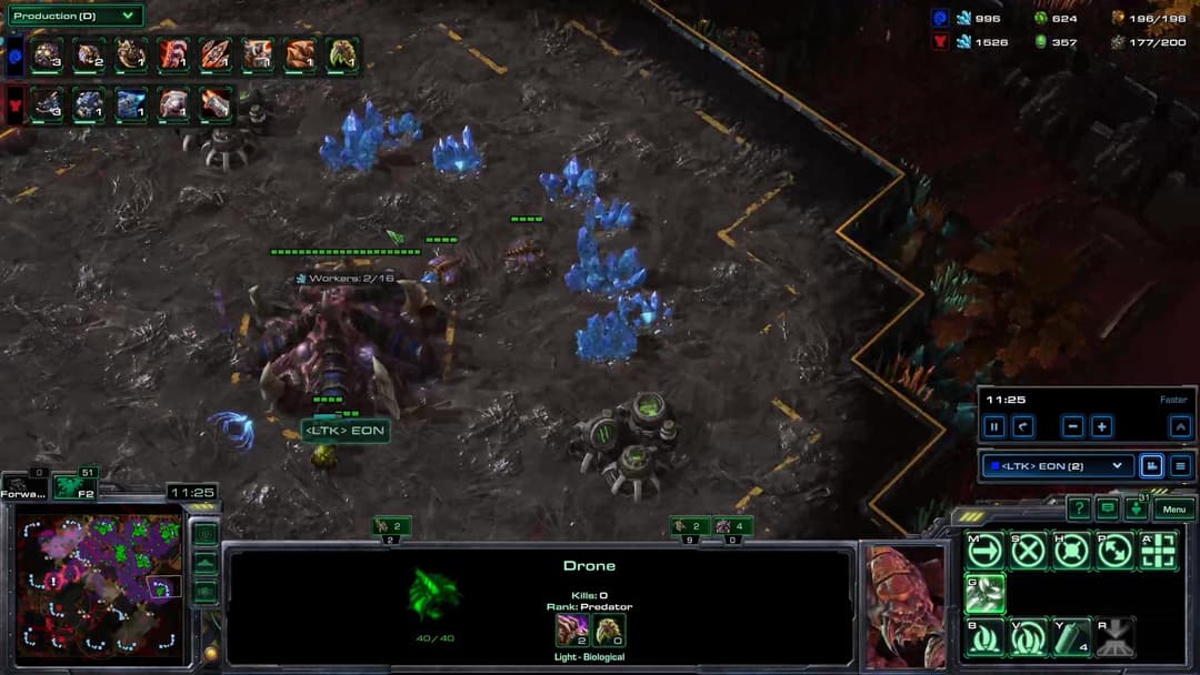 ZvT Gasless 4 queen opener into roach hydra | Ladder Legends Academy